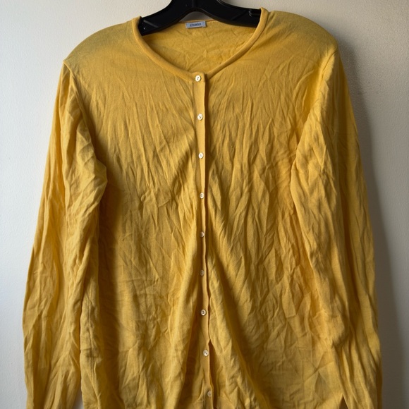 Malo 100% Cotton Yellow Button-Up Cardigan Sweater Sz M - Picture 4 of 14